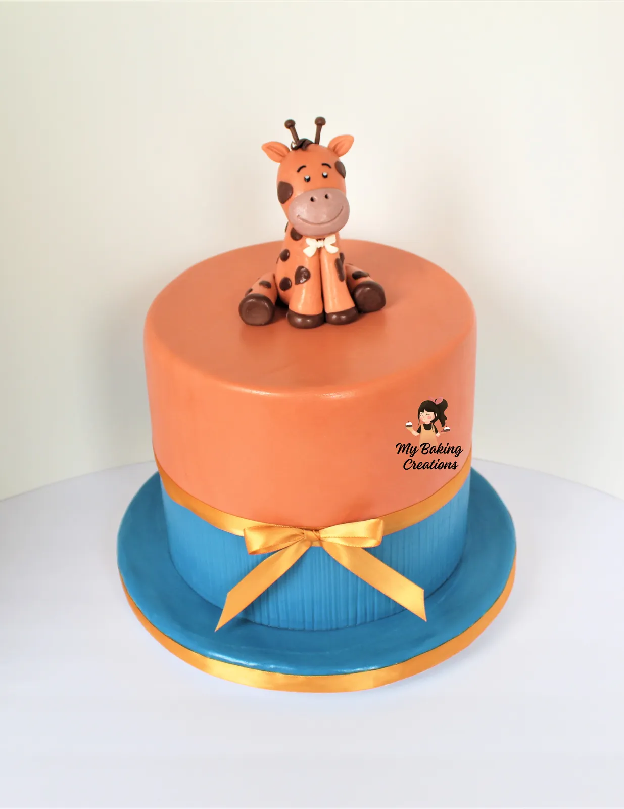 Custom baby giraffe themed birthday cake San Francisco
